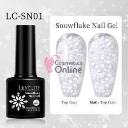 Oja semipermanenta LILYCUTE Thermal Snowflake Gel Nail UV / LED de 7 ml - LC-SN01 Transparent cu Fulgi Albi